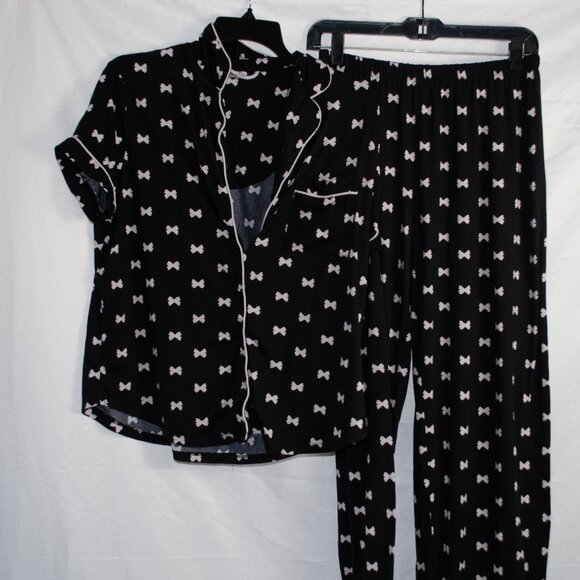 kate spade Other - Kate Spade Short Sleeve Long Pant Pajama Set - Black Bow Print size M